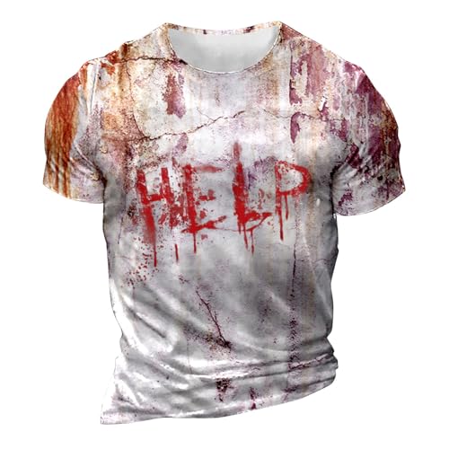 Weihnachten Blut Halloween Halloween Shirt Herren Blut Zombie Kostüm - Problem Gelöst Shirt Gruselige Kostüme Horror Blutiges T-Shirt mit Blutigem Bedrucktes Kurzarm Oberteile von Mobanna