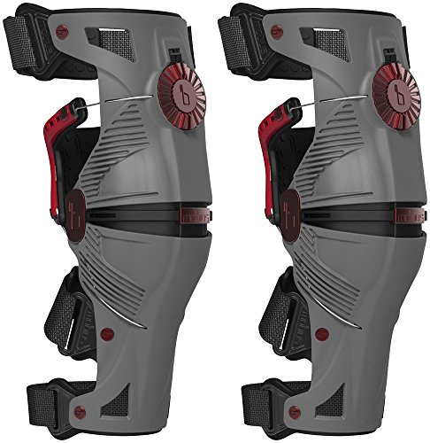 Mobius Orthesen X8 (Paar) – Grau/Rot – breite Knieschoner Unisex Erwachsene, FR: L (Größe Hersteller: L) von MOBIUS