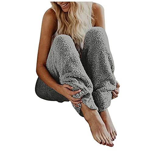 Fleecehose Damen Warm Winter Lang Haushose Pyjamahose Flauschig Thermohose Gefüttert Sport Plüsch Teddy Fleece Winterhose Fitness Sport Hosen Leggings Freizeithose Yogahose von Modaworld