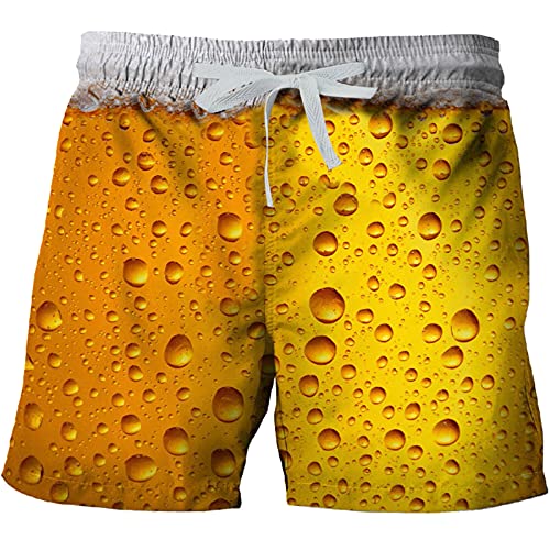 Modaworld Badehose für Herren Lustig Bier 3D Bunt Badeshorts Schnelltrocknend Kurze Hose Badehosen Männer Jungen mit Mesh Futter S-3XL von Modaworld