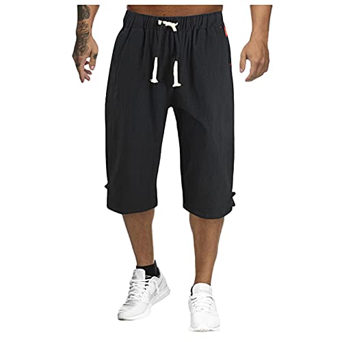 Modaworld Herren Kurz Hose Pluderhose Mit Schnürung Sommerhose Wikinger Pirat Mittelalter Kostüm Freizeithose Strand Shorts von Modaworld
