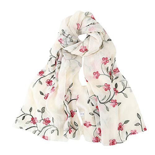 Modaworld Seidenschal Damen Warm Weich Seidentuch Herbst Winter Retro Gedruckt Schal Farbige Streifen Blumenmuster Lange Halstücher Sonnenschut Stola Ganzjährig von Modaworld