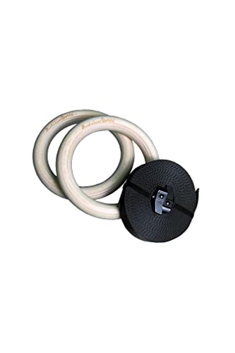 Modular Sports Gymnastikringe aus Holz 32mm / hochwertige Turnringe Outdoor & Indoor/belastbare Gurte mit innovativem Schnellverschlusssystem/Sport Ring Bänder mit Skalierungen von Modular Sports