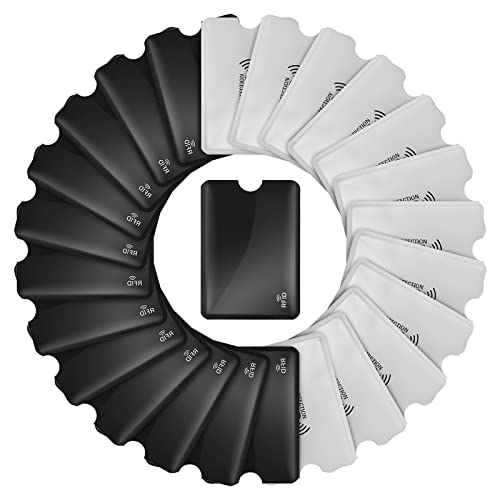 Molain RFID-blockierende Hüllen, 24 Stück Ausweis-Kreditkartenhüllen Set Kartenschutz RFID-Kartenhalter für Damen Herren, schwarz, weiß, 3.6 x 2.5 inch/9.1 x 6.3 cm von Molain