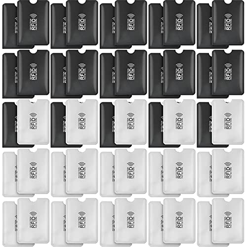 Molain RFID Sperrhüllen, 50 Stück RFID Kartenhalter Identität Kreditkartenhüllen Set Kartenschutz für Damen Herren(25 schwarz + 25 weiß) von Molain