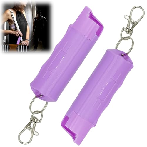 Pfefferspray Schlüsselanhänger: 2 Stück 20ml Pfefferspray Selbstverteidigung Schlüsselanhänger mit Schlüsselring, Einfach zu verwenden Schlüsselanhänger für Frauen, Männer, Kinder (Lila) von Molbory