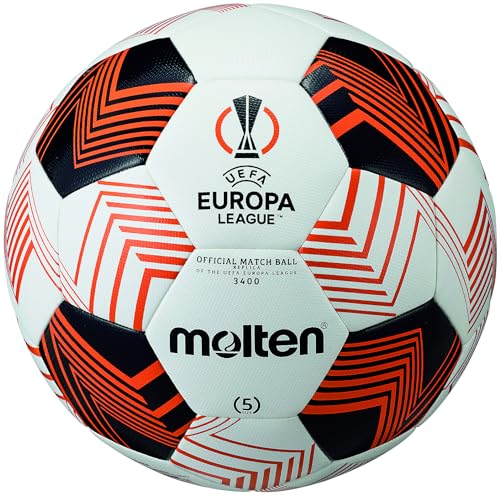 Molten 3400 UEL Fußball | UEFA Europa Leage Offizieller Spielball | Geklebte Naht mit gepolstertem TPU-Bezug für hervorragende Kontrolle und Formbeständigkeit | Größe 5 – für Jungen und Mädchen ab 14 von Molten