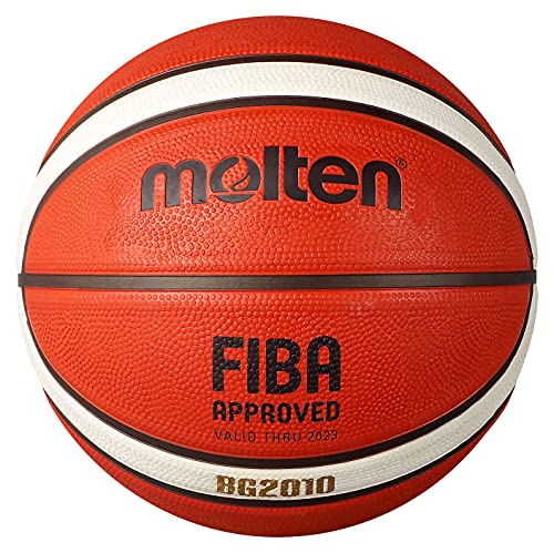 Molten BG2010 Basketball, Indoor/Outdoor, FIBA-geprüft, Premium-Gummi, tiefer Kanal, Größe 6, Orange/Elfenbein, geeignet für Jungen ab 12, 13, 14 Jahren und Mädchen ab 14 Jahren und Erwachsene von Molten