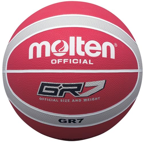 Molten Basketball, Größe 7, Rot / Weiß / silberfarben von Molten