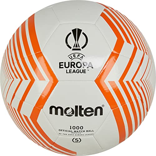 Molten Freizeit-/Promotionfußball F5U1000-23, Replika 2022/23, UEL, TPU Weiß/Orange, Größe: 5 von Molten