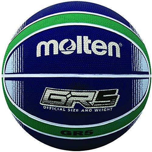 Molten Premium Basketball, 12 Panel-Design, Gummi, blau/grün, Junior Size 5 von Molten