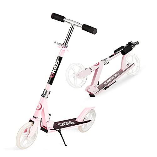 QKids Weiss Zweirad-Roller, Aluminium, urban, leicht, mit Ø20cm Rädern, faltbar, bis 100 kg, Alter 6+, pink, 80x90 cm von Momi