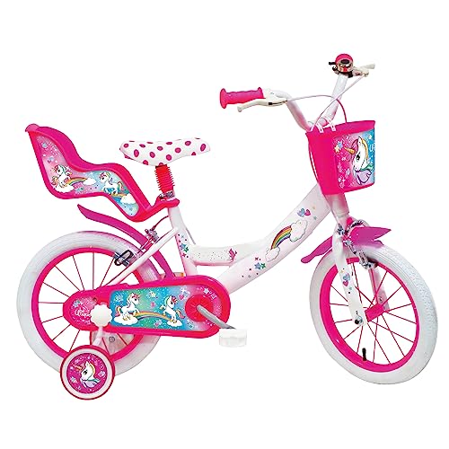 Mondo Toys - UNICORN Fahrrad -Kinder/Mädchen – Größe 14 Zoll – Rollen und Bremse vorne/hinten – 25590 von Mondo