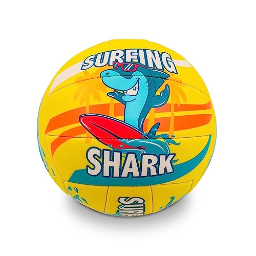Mondo Toys - Spielball Volleyball SURFING SHARK - Größe 5 Indoor, Outdoor, Beach, PVC Sponge Soft Touch - 23033 von Mondo