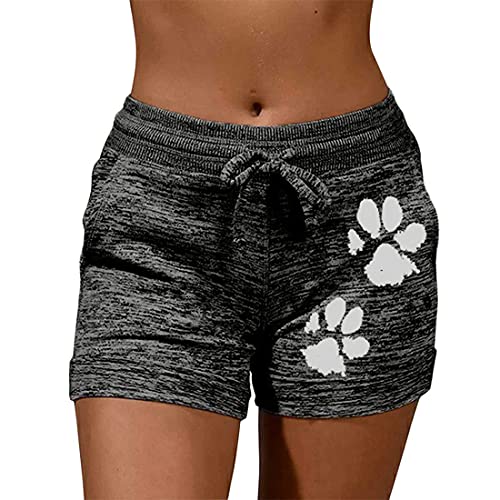 MoneRffi Kurze Hosen Damen Shorts Sommer Sportshorts Kurze Sporthose Sweatshorts Leichte Luftige Jogginghose Stretch Sweat Shorts Dreiviertel Hose(Dark Gray，5XL) von MoneRffi