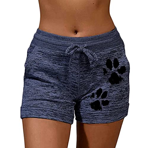 MoneRffi Kurze Hosen Damen Shorts Sommer Sportshorts Kurze Sporthose Sweatshorts Leichte Luftige Jogginghose Stretch Sweat Shorts Dreiviertel Hose(Dunkelblau，4XL) von MoneRffi