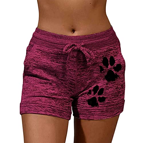 MoneRffi Kurze Hosen Damen Shorts Sommer Sportshorts Kurze Sporthose Sweatshorts Leichte Luftige Jogginghose Stretch Sweat Shorts Dreiviertel Hose(Lila，M) von MoneRffi