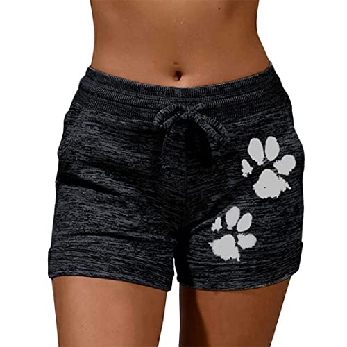 MoneRffi Kurze Hosen Damen Shorts Sommer Sportshorts Kurze Sporthose Sweatshorts Leichte Luftige Jogginghose Stretch Sweat Shorts Dreiviertel Hose(Schwarz，3XL) von MoneRffi