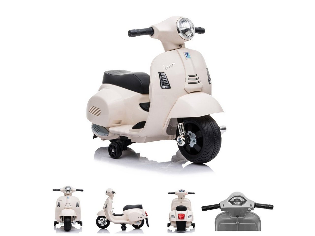 Moni Elektro-Kindermotorrad Kinder Elektromotorrad Vespa, Belastbarkeit 25 kg, GTS Super Sport, Roller, Frontleuchten, Hupe von Moni