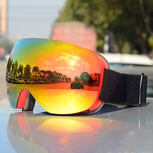 Monnadu Skibrillen - Snowboard-Gläser Angenehm Zu Tragen - Augenschutz Anti-Fog UV 400 Schutz Einstellbar Windgeschützt Eyewear Für Kletterksi Rot von Monnadu