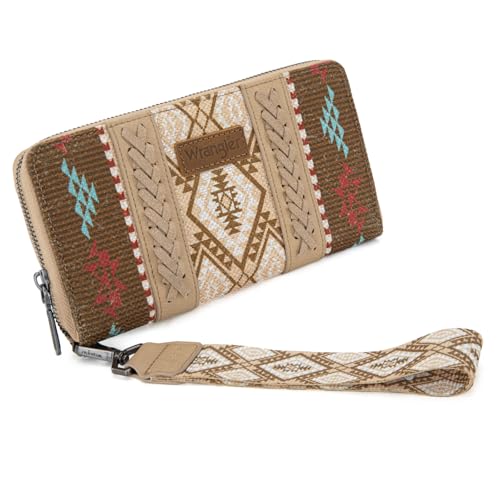 Montana West Wrangler Handgelenk-Geldbörse für Damen, Boho-Azteken-Clutch, Kreditkartenetui, Azteken-Khaki von Montana West