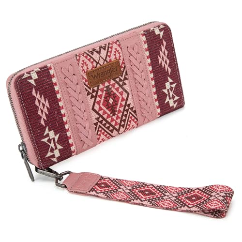 Montana West Wrangler Handgelenk-Geldbörse für Damen, Boho-Azteken-Clutch, Kreditkartenetui, Aztekenrosa von Montana West