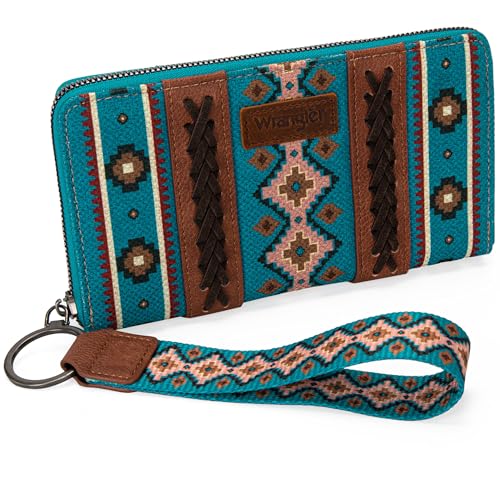 Montana West Wrangler Wristlet Western Wallet Boho Aztec Kreditkartenetui für Damen, 2023 Dark Turquoise, Large, Minimalistisch von Montana West