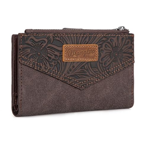 Wrangler kleine Geldbörse für Damen, Designer-Geldbörse, Kartenetuis und Geldorganisatoren, Geprägter Kaffee von Montana West