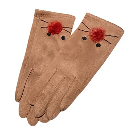Montesy Winterhandschuhe bestickt, Touchscreen-Handschuhe, Vollfinger-Handschuhe, Outdoor-Reithandschuhe mit einlagiger, winddichter Handschuhe, einlagig, Kätzchenhandschuhe von Montesy