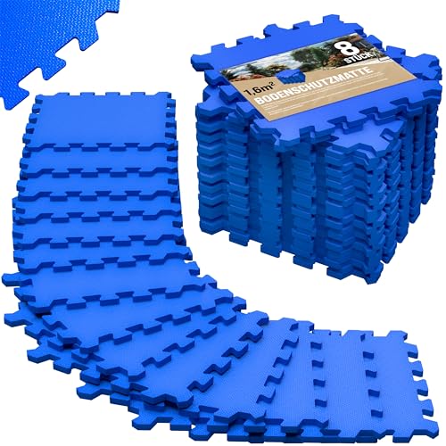 MONZANA® Puzzlematte 8er Set 45x45cm Fitness Rutschfest Wärmeisolierend EVA-Schaumstoff Erweiterbar Bodenschutzmatte Kinder Unterlage Blau von Monzana