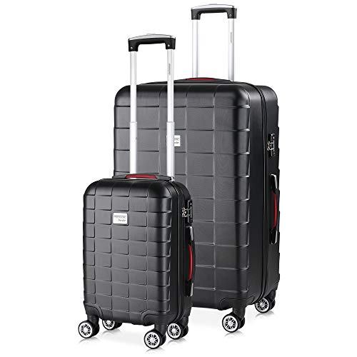 Monzana® 2er Set Koffer Boardcase M, XL Gelgriffe TSA Schloss Reisekoffer Trolley Kofferset Handgepäck schwarz von Monzana