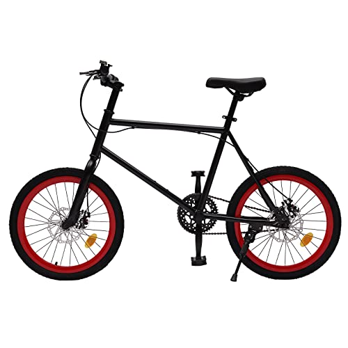 20 Zoll Freestyle Fahrrad aus Kohlenstoffstahl mit Scheibenbremsen, Tretfahrrad Fahrrad mit Getränkehalter, Verstellbare Sitzhöhe City Fahrräder für Jungen Mädchen (Höhe130-155cm) (Schwarz+Rot) von MooBeey