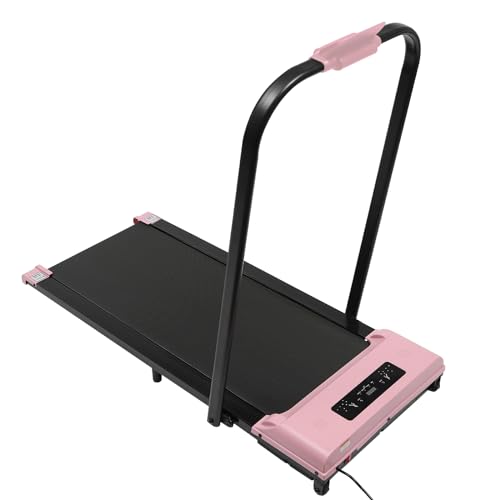 Elektrisches Walking Pad Laufband mit LED-Display bis 1-6KM/H, 2-in-1-Klapplaufband mit Mehrere Trainingsmodi, Platzsparend Laufbänder Untertisch-Laufband mit Fernbedienung (Rosa) von MooBeey