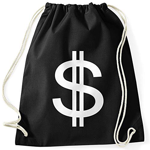 MoonWorks® Turnbeutel Dollar-Zeichen Symbol Money Bag Geldsack schwarz Unisize von MoonWorks