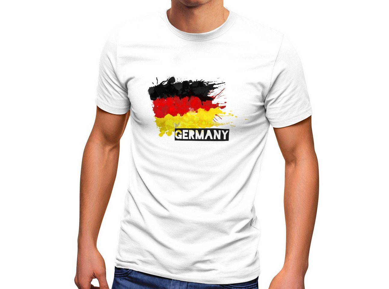 MoonWorks Print-Shirt Herren T-Shirt Deutschland Fußball EM 2024 Fußballeuropameisterschaft mit Print von MoonWorks