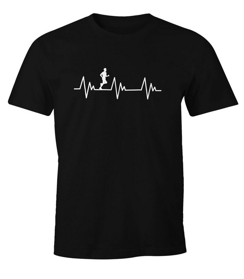 MoonWorks Print-Shirt Herren T-Shirt Heartbeat Herzschlag Laufen Joggen Fun-Shirt Moonworks® mit Print von MoonWorks