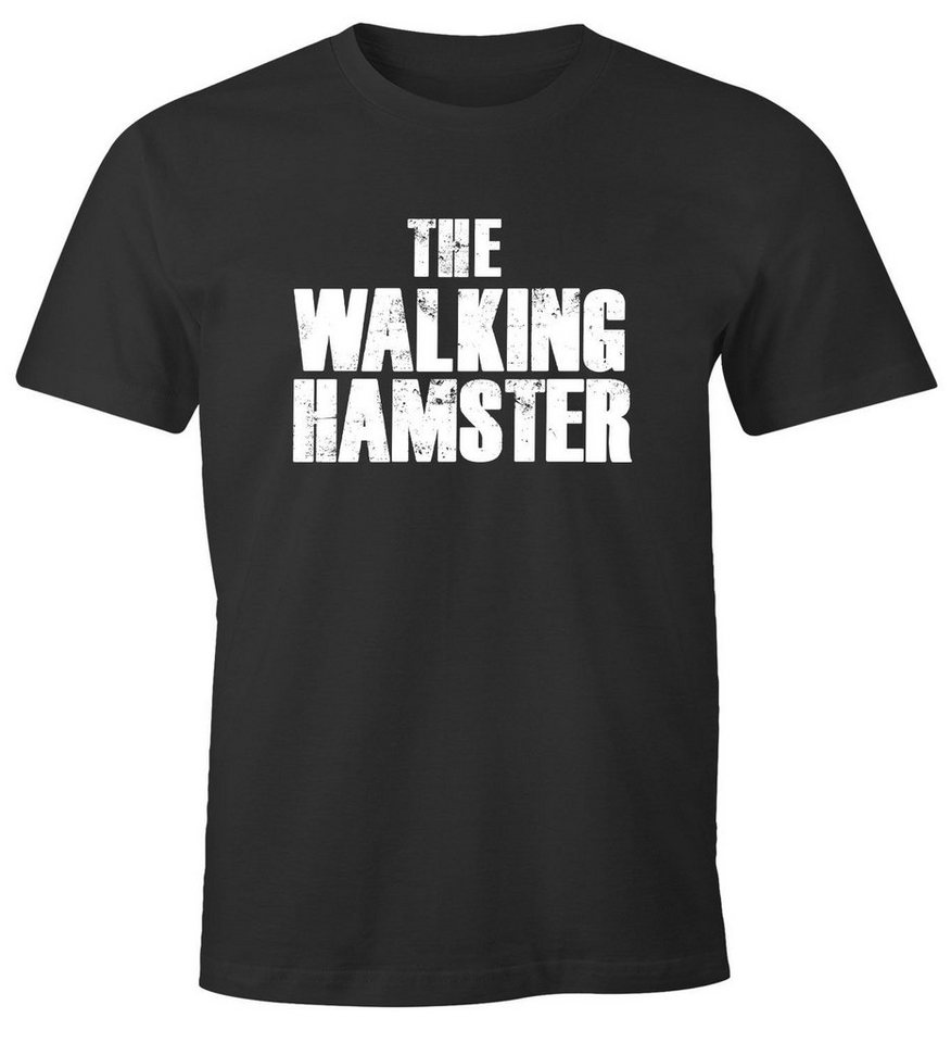MoonWorks Print-Shirt Herren T-Shirt The walking Hamster Serien Parodie Hamsterkäufe Vorräte hamstern Moonworks® mit Print von MoonWorks
