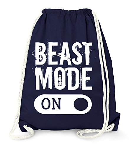 MoonWorks Turnbeutel Beast Mode On Bodybuilder Fitness Gym Bag navy unisize von MoonWorks