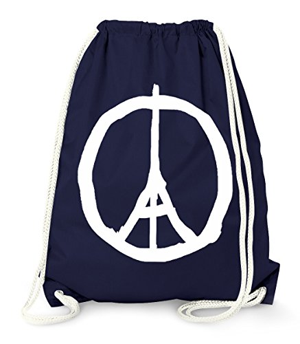 MoonWorks Turnbeutel Beutel - Paris Peace Zeichen Eiffelturm navy unisize von MoonWorks