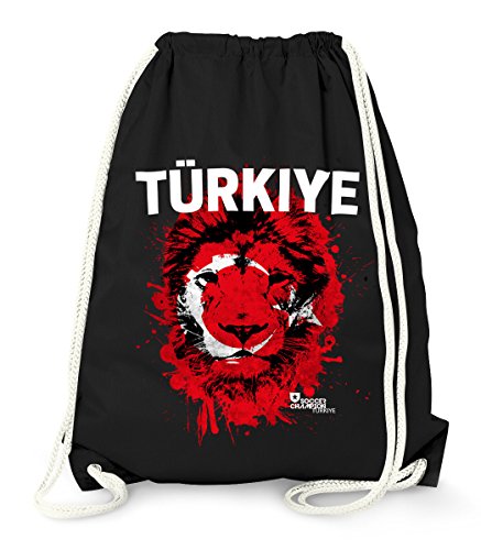 MoonWorks Turnbeutel EM WM Türkei Turkey Türkiye Löwe Flagge Lion Flag Fußball Fan Gym Bag schwarz Unisize von MoonWorks