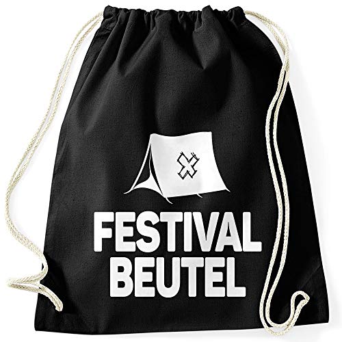 MoonWorks Turnbeutel Spruch Festival Beutel Gym Bag schwarz Unisize von MoonWorks