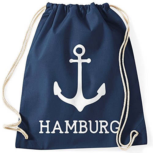 MoonWorks Turnbeutel mit Anker Aufdruck Hamburg Navy Unisize von MoonWorks