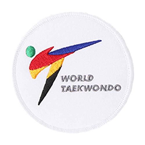 Mooto Taekwondo Basic Type Kreisdurchmesser 80mm Stickerei Patch 1 EA Weiß & Schwarz Taegeukgi World Taekwondo Kukkiwon TaekwondoWon (2. World Taekwondo(White)) von Mooto