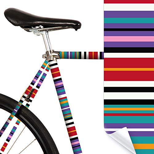 MOOXIBIKE l Streifen Mint Mini Fahrradfolie mit Muster für Rennrad, MTB, Trekkingrad, Fixie, Hollandrad, Citybike, Scooter, Rollator für circa 13 cm Rahmenumfang von MOOXIBIKE