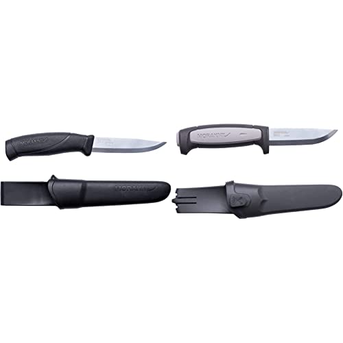 Mora Uni Companion Messer, Schwarz, M & kniv M-12249 Gürtelmesser ROBUST - Carbonstahl Klinge - nicht rostfrei - TPE Gummigriff - Kunststoffscheide von Mora