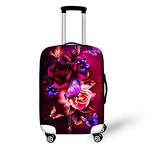 Morbuy 3D Blumen Reise Kofferhülle Kofferschutzhülle Elastisch Abdeckung Waschbar Kofferschutz Kofferbezug Reisekoffer Hülle Gepäck Luggage Cover (Lila Schmetterling,L) von Morbuy