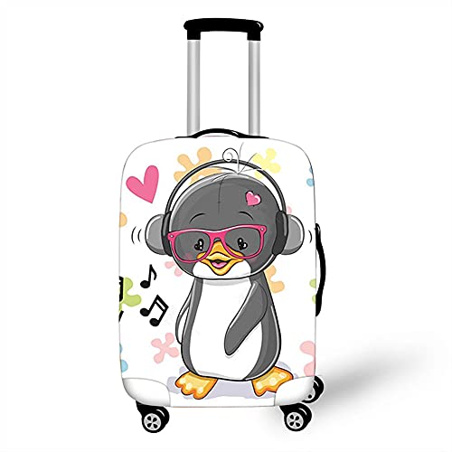 Morbuy 3D Reise Kofferhülle Kofferschutzhülle Elastisch Abdeckung Waschbar Kofferschutz Kofferbezug Reisekoffer Hülle Gepäck Luggage Cover mit Reißverschluss (Pinguin,M) von Morbuy