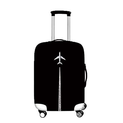 Morbuy Elastisch Reise Kofferhülle Kofferschutzhülle Koffer Schutzhülle mit Reißverschluss Luggage Cover Waschbar Gepäck Cover mit Kofferschutz-Bezug (Schwarzes Flugzeug 6,S (18-20 Zoll)) von Morbuy