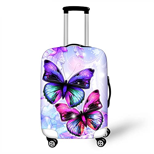 Morbuy Elastisch Kofferhülle Kofferschutzhülle Anti-Kratzer Staubdicht Kofferüberzug Luggage Protector Cover Kofferbezug Reisekofferabdeckung (Lila Schmetterling,XL) von Morbuy