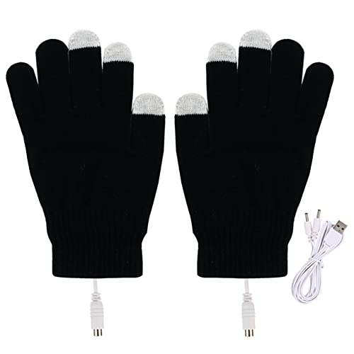 Beheizte Handschuhe Herren Damen,MoreChioce Unisex Gestrickt Handwärmer Fäustlinge USB Handschuhe Winterhandschuhe Touchscreen Skihandschuhe für Wandern Radfahren Camping,Schwarz von MoreChioce